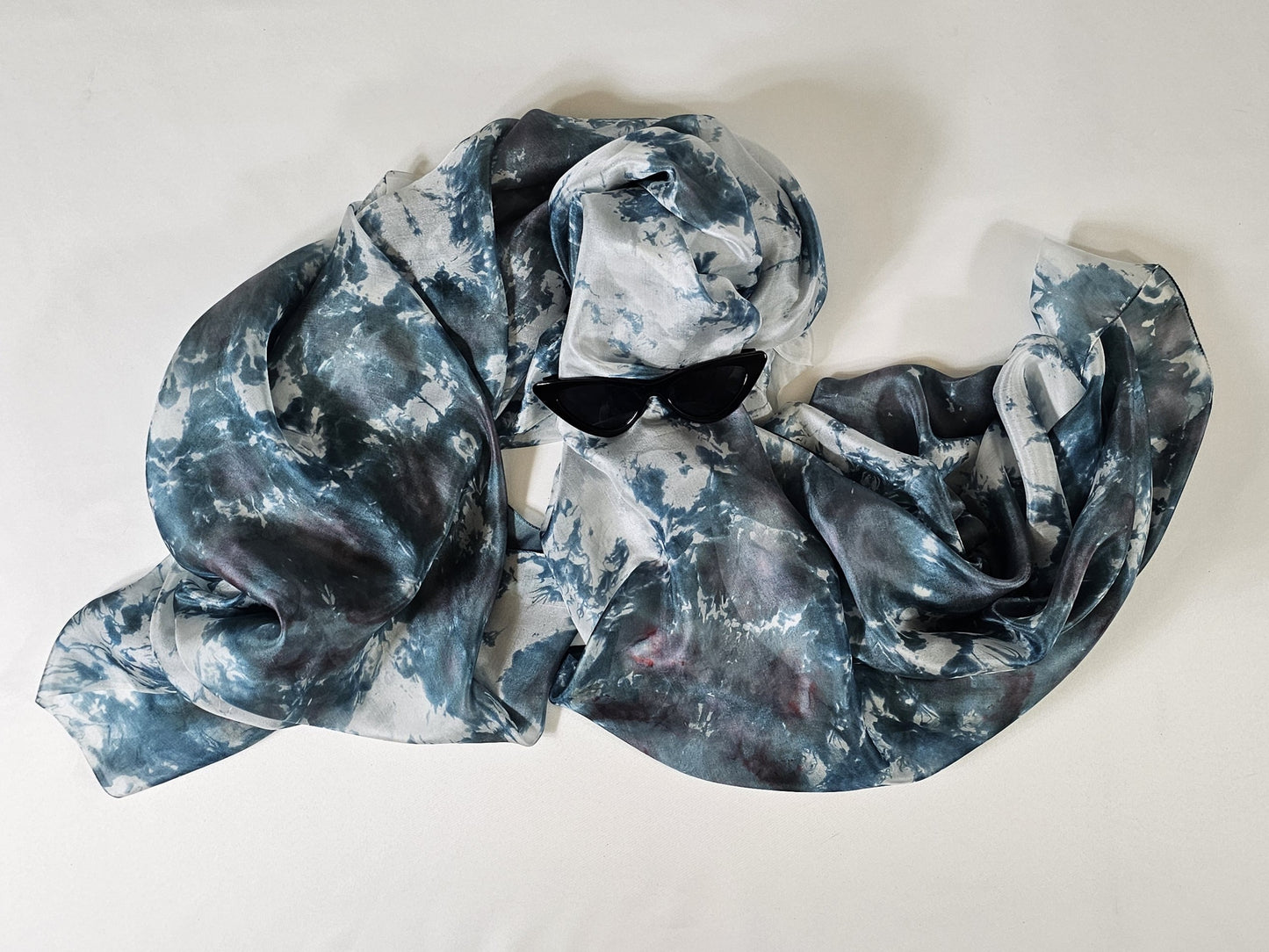 Handmade Ice-Dyed Silk Belly Dance Veil, Hobotai Sarong, Swimsuit Cover Up, Silk Wall Hanging... Happy Silk "Ivy"