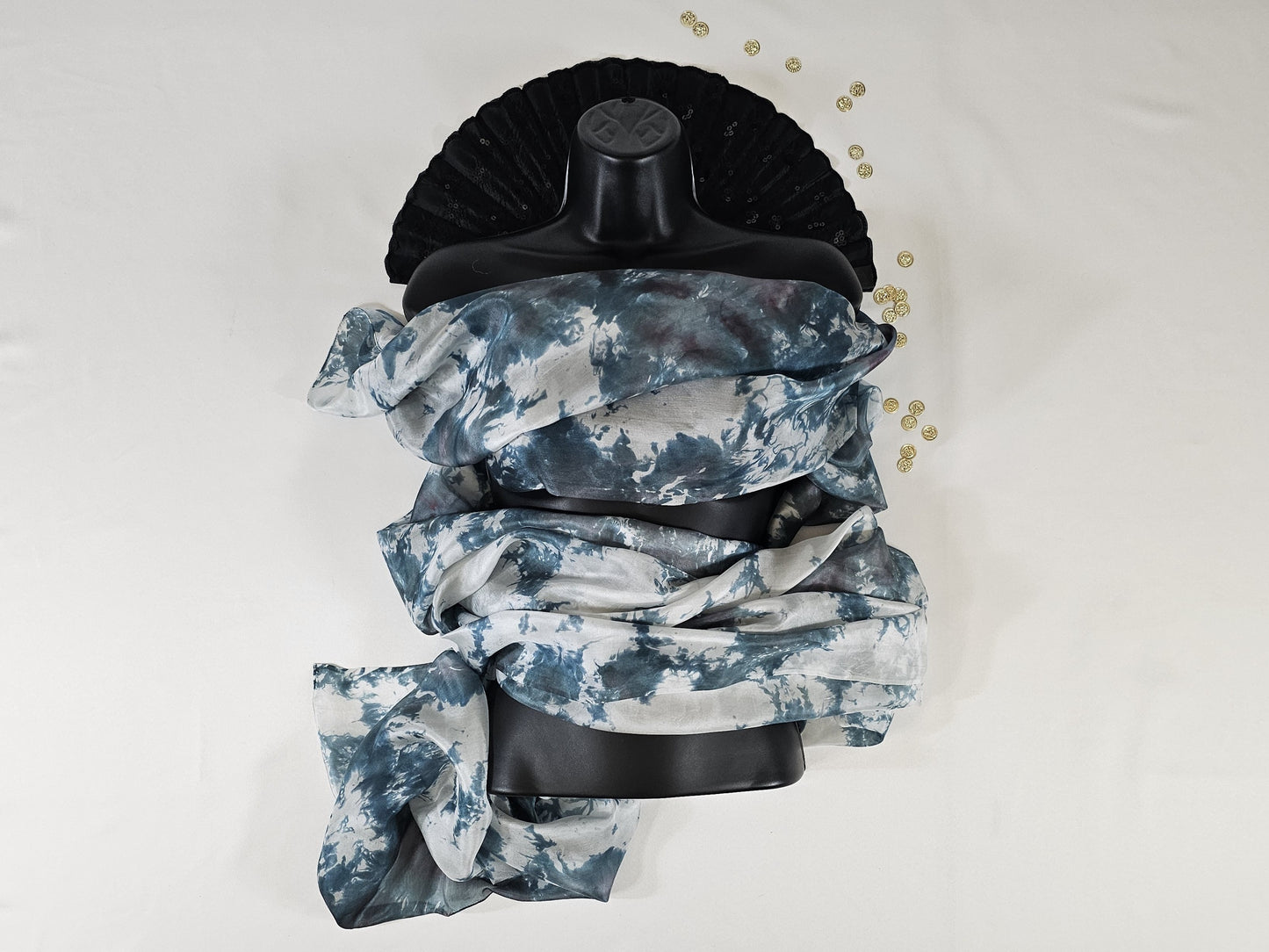 Handmade Ice-Dyed Silk Belly Dance Veil, Hobotai Sarong, Swimsuit Cover Up, Silk Wall Hanging... Happy Silk "Ivy"