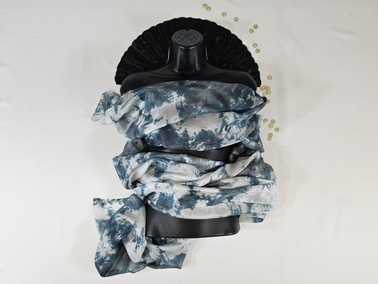 Handmade Ice-Dyed Silk Belly Dance Veil, Hobotai Sarong, Swimsuit Cover Up, Silk Wall Hanging... Happy Silk "Ivy"