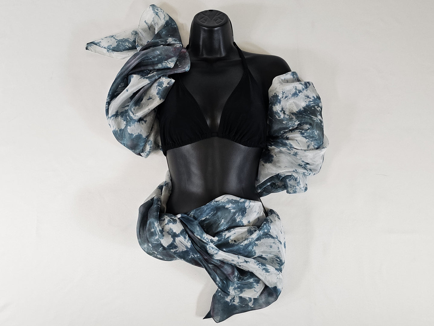 Handmade Ice-Dyed Silk Belly Dance Veil, Hobotai Sarong, Swimsuit Cover Up, Silk Wall Hanging... Happy Silk "Ivy"