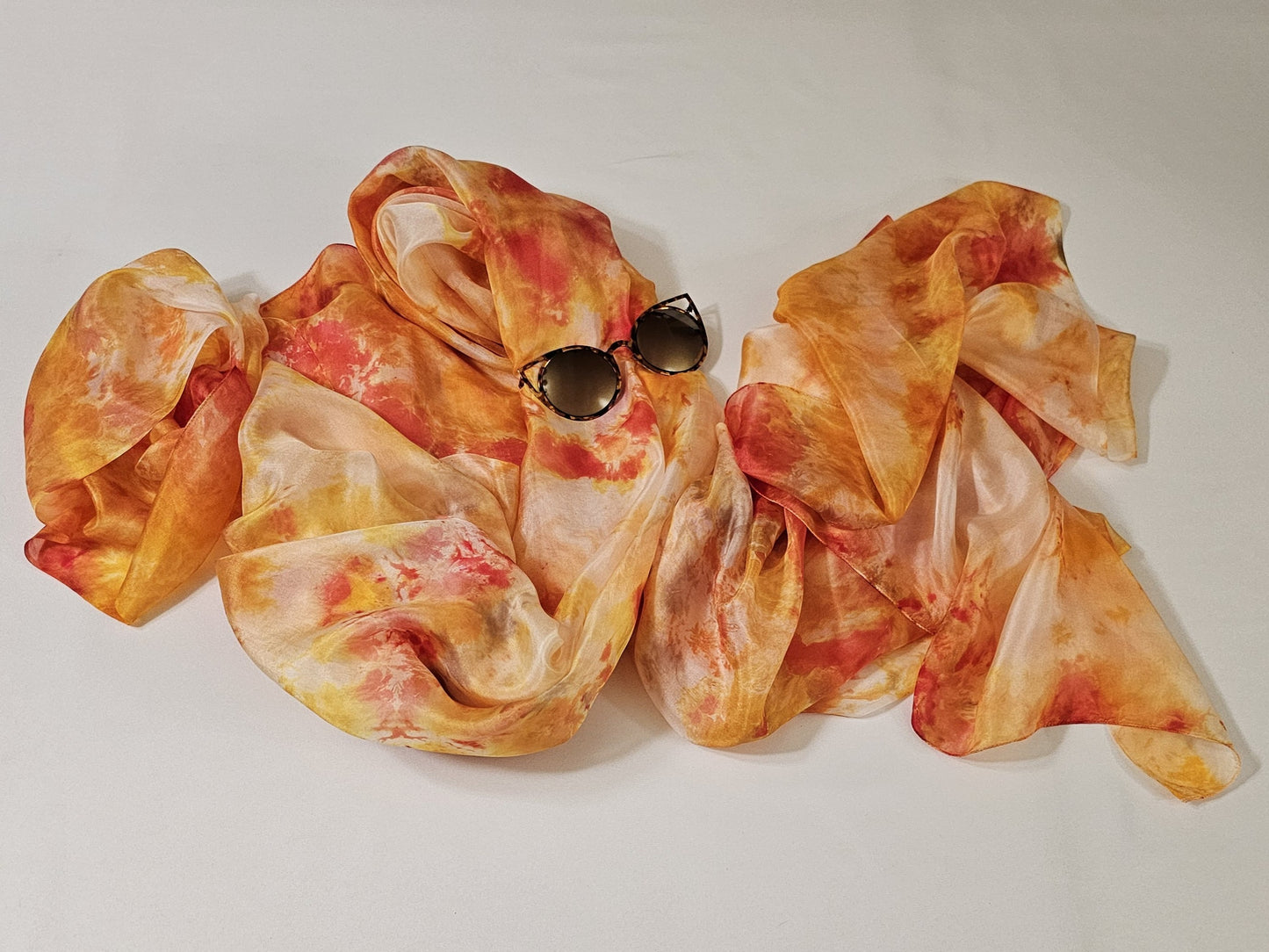 Handmade Ice-Dyed Silk Belly Dance Veil, Hobotai Sarong, Swimsuit Cover Up, Silk Wall Hanging... Happy Silk "Pari"