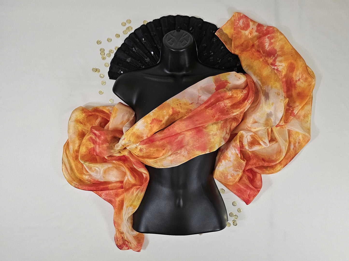 Handmade Ice-Dyed Silk Belly Dance Veil, Hobotai Sarong, Swimsuit Cover Up, Silk Wall Hanging... Happy Silk "Pari"