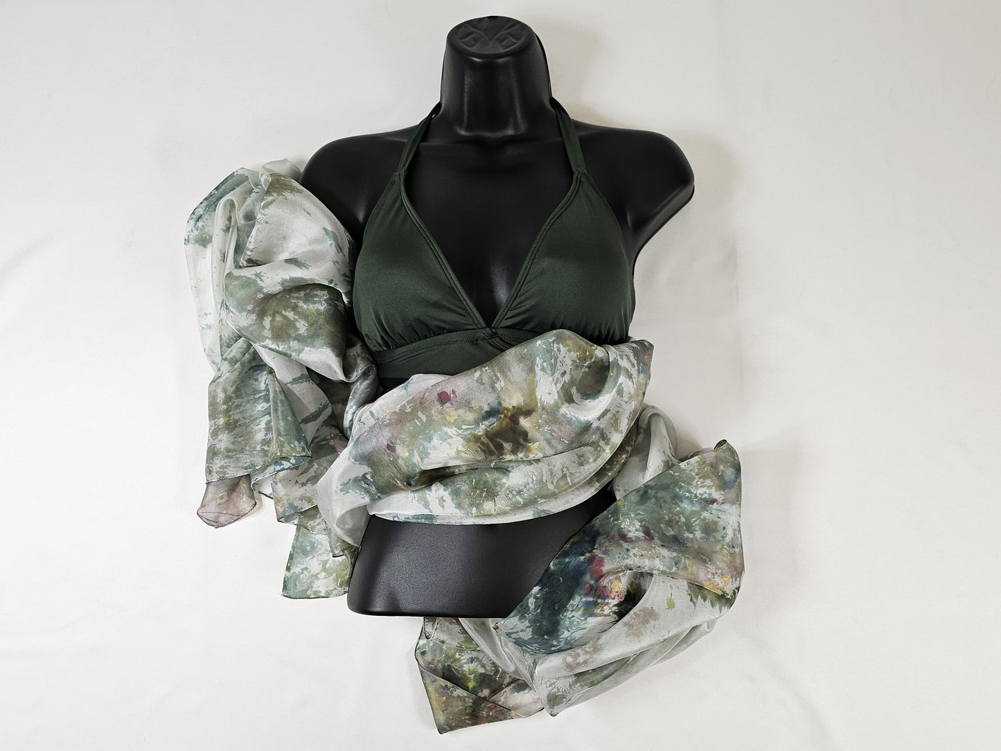 Handmade Ice-Dyed Silk Belly Dance Veil, Hobotai Sarong, Swimsuit Cover Up, Silk Wall Hanging... Happy Silk "Rea"