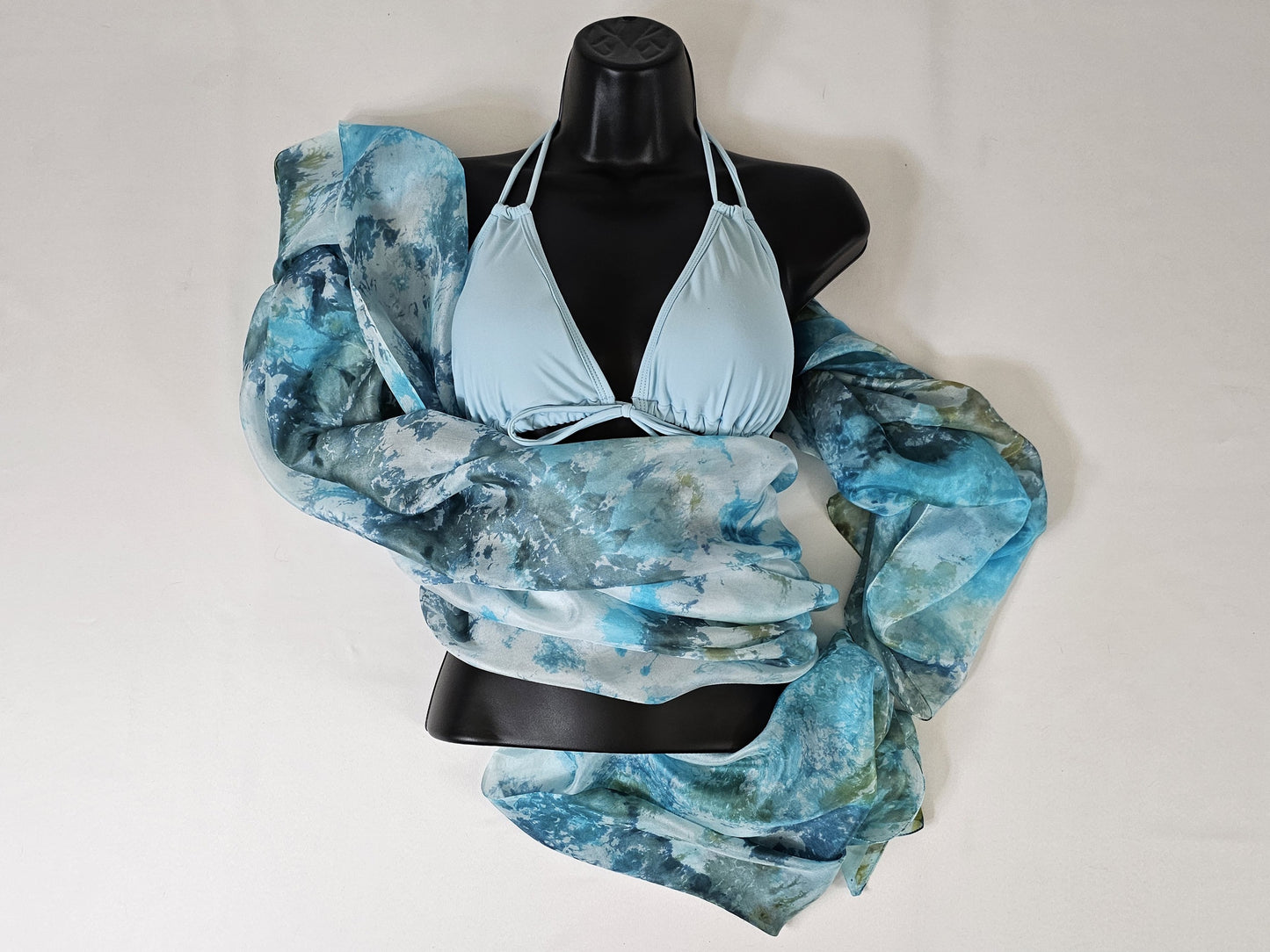 Handmade Ice-Dyed Silk Belly Dance Veil, Hobotai Sarong, Swimsuit Cover Up, Silk Wall Hanging... Happy Silk "Tiffany"