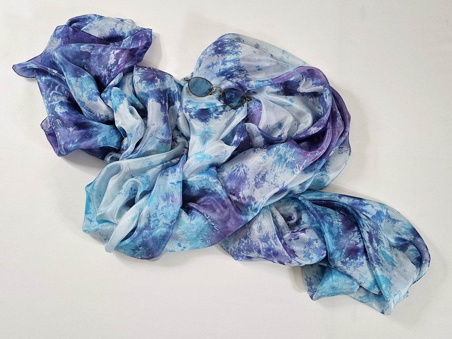 Handmade Ice-Dyed Silk Belly Dance Veil, Hobotai Sarong, Swimsuit Cover Up, Silk Wall Hanging... Happy Silk "Vivi"