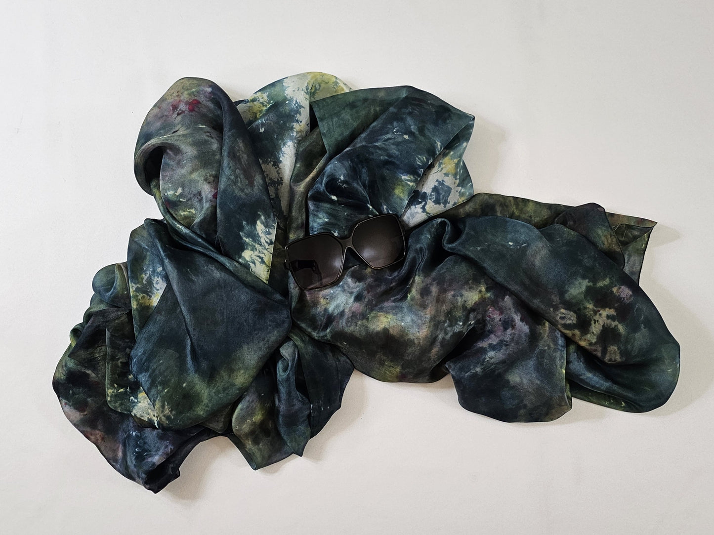 Handmade Ice-Dyed Silk Belly Dance Veil, Hobotai Sarong, Swimsuit Cover Up, Silk Wall Hanging... Happy Silk "Nova"