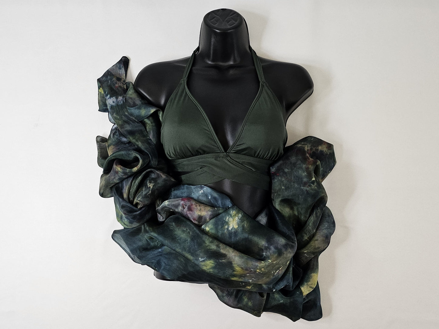 Handmade Ice-Dyed Silk Belly Dance Veil, Hobotai Sarong, Swimsuit Cover Up, Silk Wall Hanging... Happy Silk "Nova"