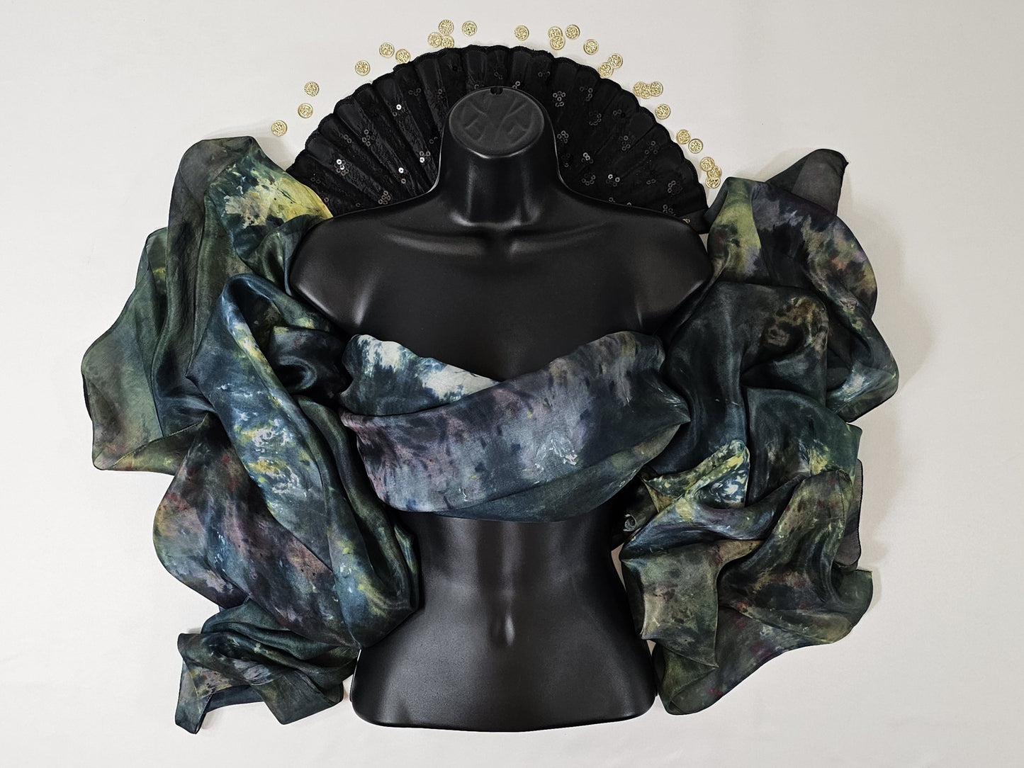 Handmade Ice-Dyed Silk Belly Dance Veil, Hobotai Sarong, Swimsuit Cover Up, Silk Wall Hanging... Happy Silk "Nova"