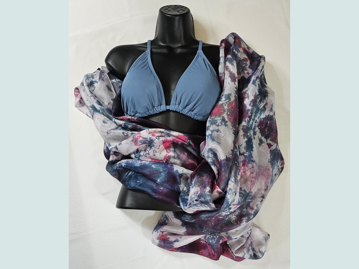 Handmade Ice-Dyed Silk Belly Dance Veil, Hobotai Sarong, Swimsuit Cover Up, Silk Wall Hanging... Happy Silk "Yara"