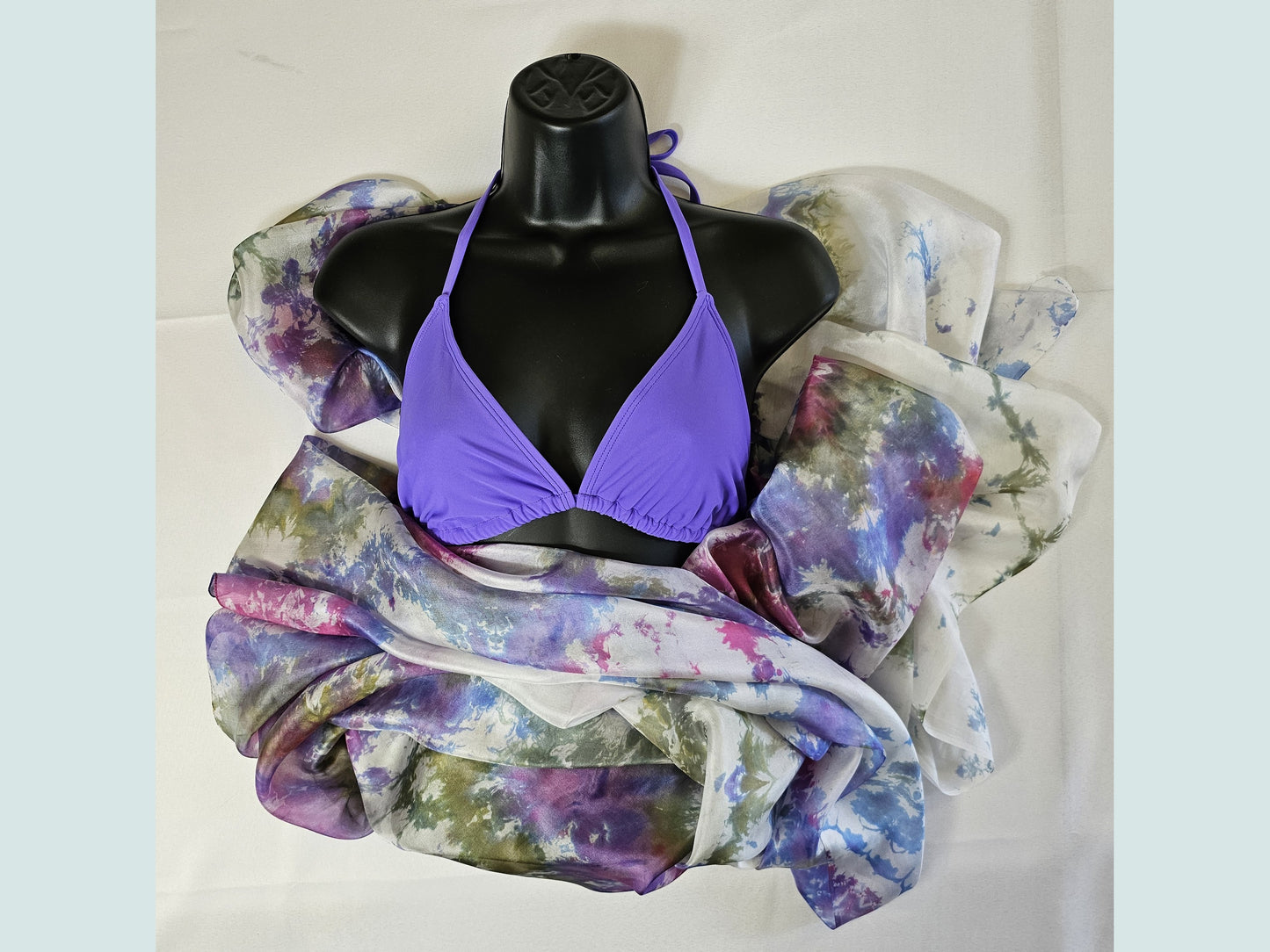 Handmade Ice-Dyed Silk Belly Dance Veil, Hobotai Sarong, Swimsuit Cover Up, Silk Wall Hanging... Happy Silk "Zoey"