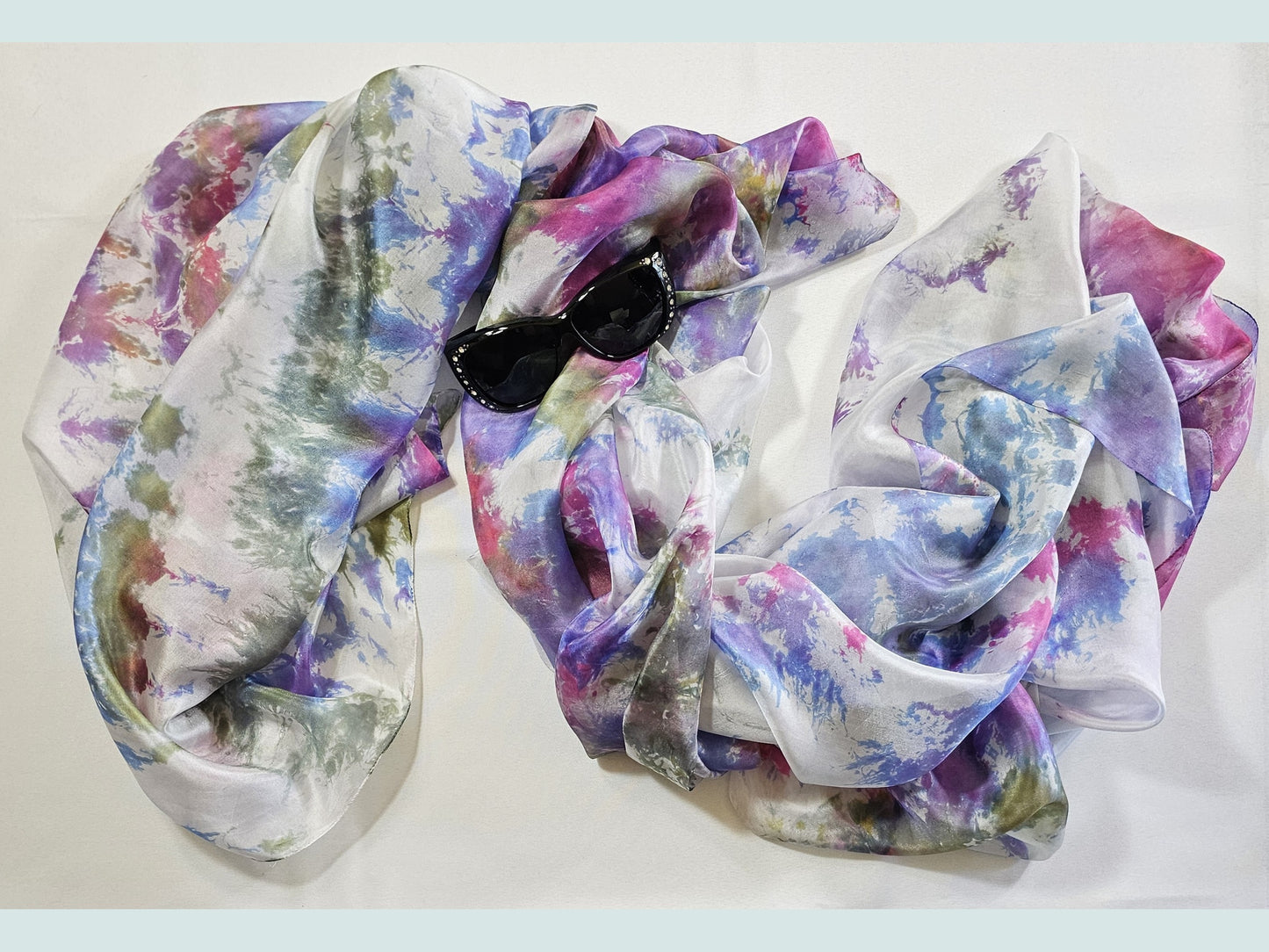 Handmade Ice-Dyed Silk Belly Dance Veil, Hobotai Sarong, Swimsuit Cover Up, Silk Wall Hanging... Happy Silk "Zoey"