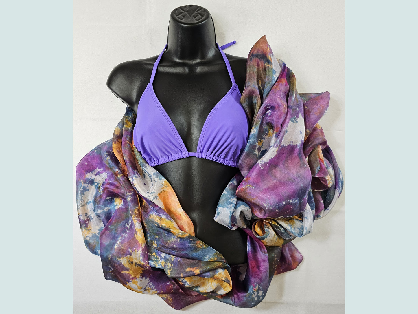 Handmade Ice-Dyed Silk Belly Dance Veil, Hobotai Sarong, Swimsuit Cover Up, Silk Wall Hanging... Happy Silk "Roxie"