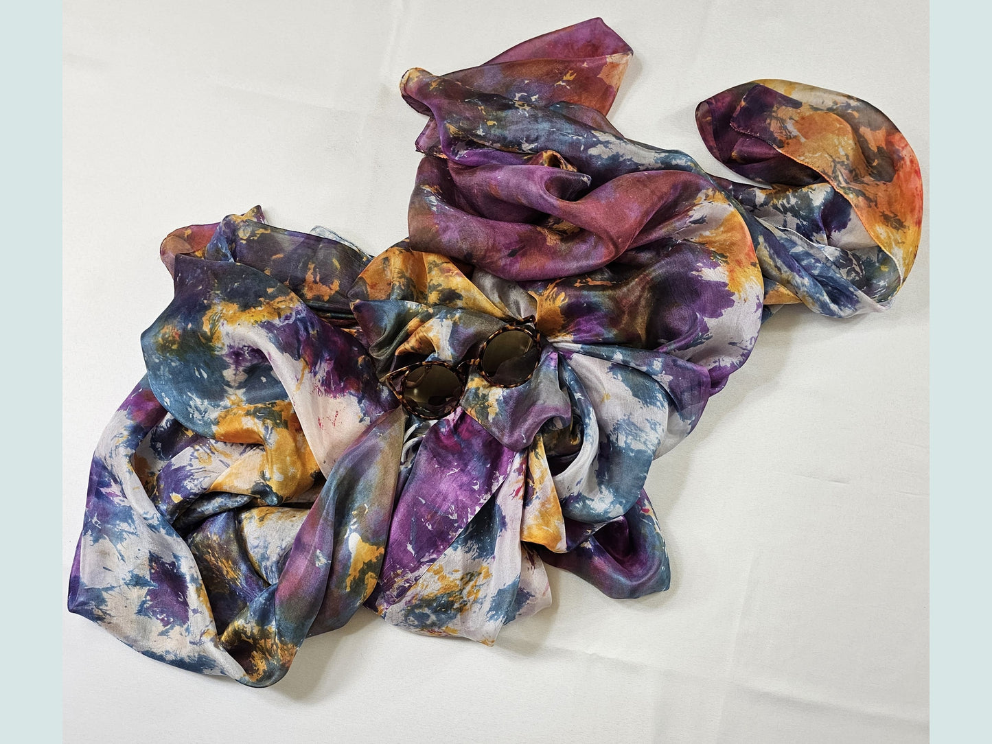 Handmade Ice-Dyed Silk Belly Dance Veil, Hobotai Sarong, Swimsuit Cover Up, Silk Wall Hanging... Happy Silk "Roxie"