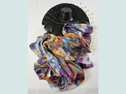Handmade Ice-Dyed Silk Belly Dance Veil, Hobotai Sarong, Swimsuit Cover Up, Silk Wall Hanging... Happy Silk "Roxie"