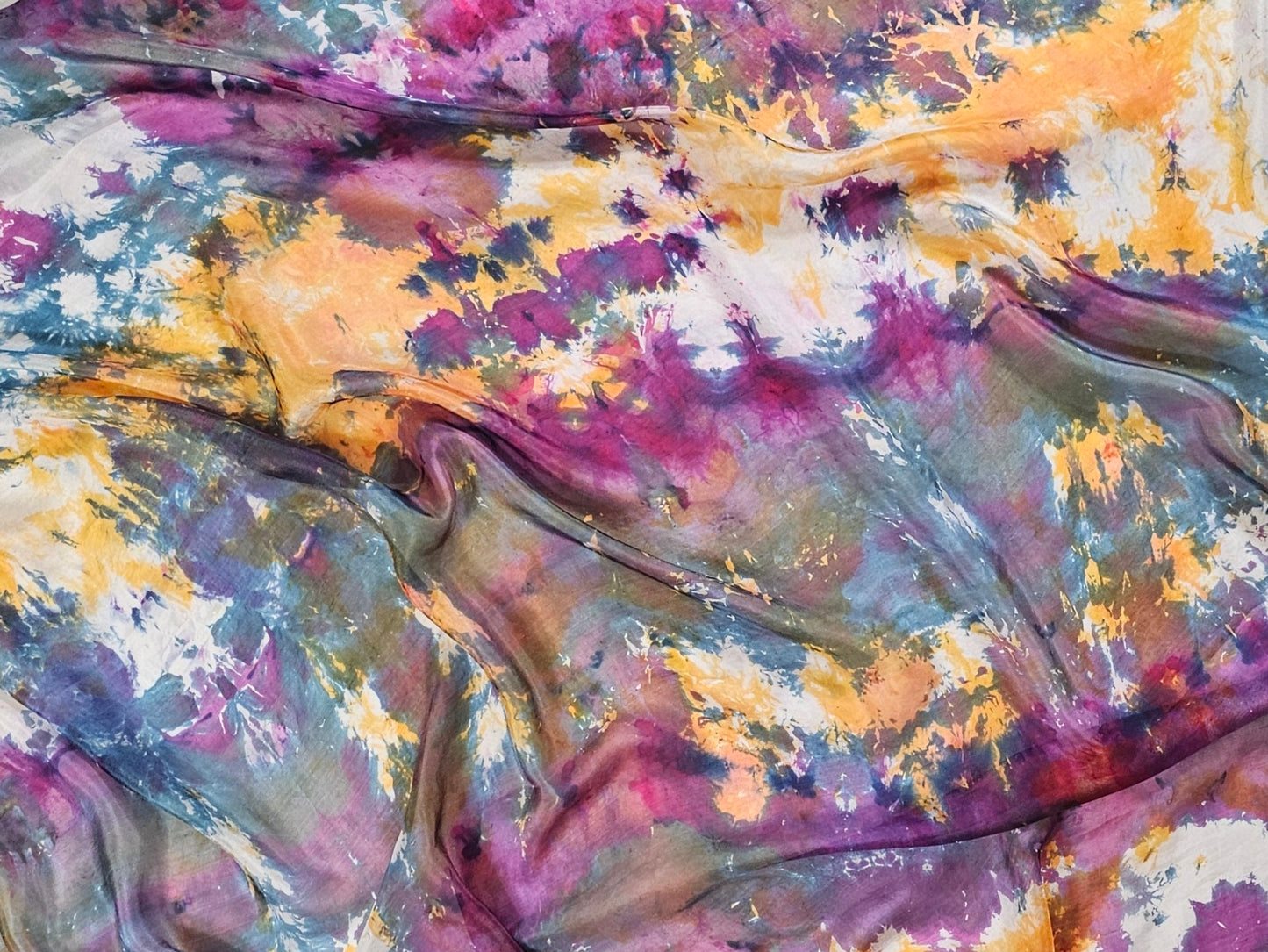 Handmade Ice-Dyed Silk Belly Dance Veil, Hobotai Sarong, Swimsuit Cover Up, Silk Wall Hanging... Happy Silk "Roxie"