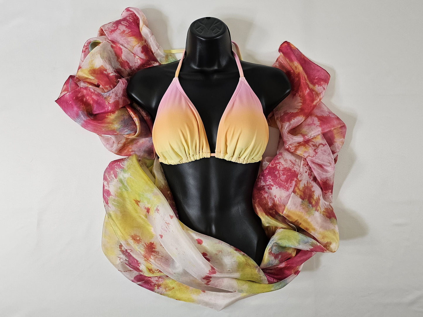 Handmade Ice-Dyed Silk Belly Dance Veil, Hobotai Sarong, Swimsuit Cover Up, Silk Wall Hanging... Happy Silk "Evie"