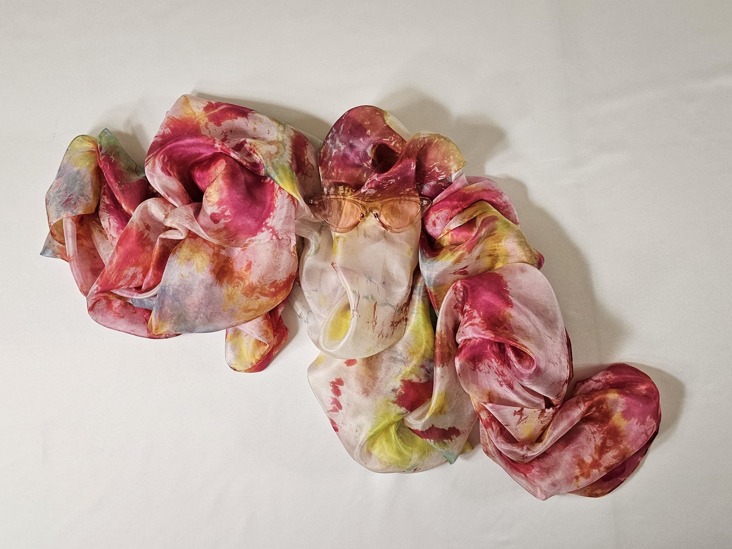 Handmade Ice-Dyed Silk Belly Dance Veil, Hobotai Sarong, Swimsuit Cover Up, Silk Wall Hanging... Happy Silk "Evie"