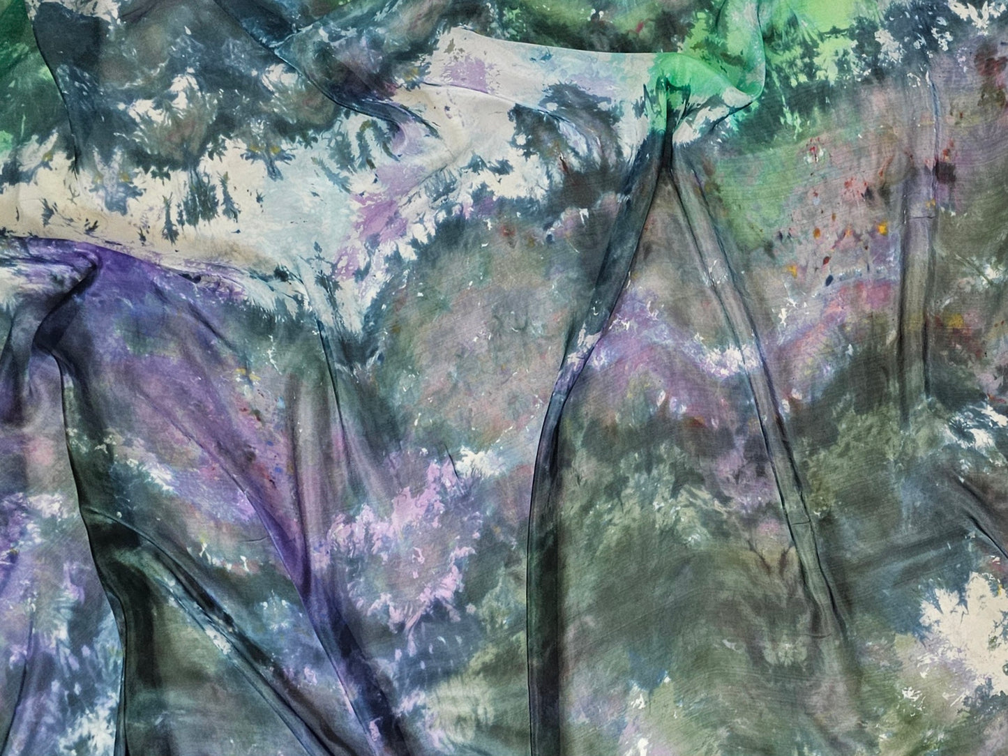 Handmade Ice-Dyed Silk Belly Dance Veil, Hobotai Sarong, Swimsuit Cover Up, Silk Wall Hanging... Happy Silk "Jewel"