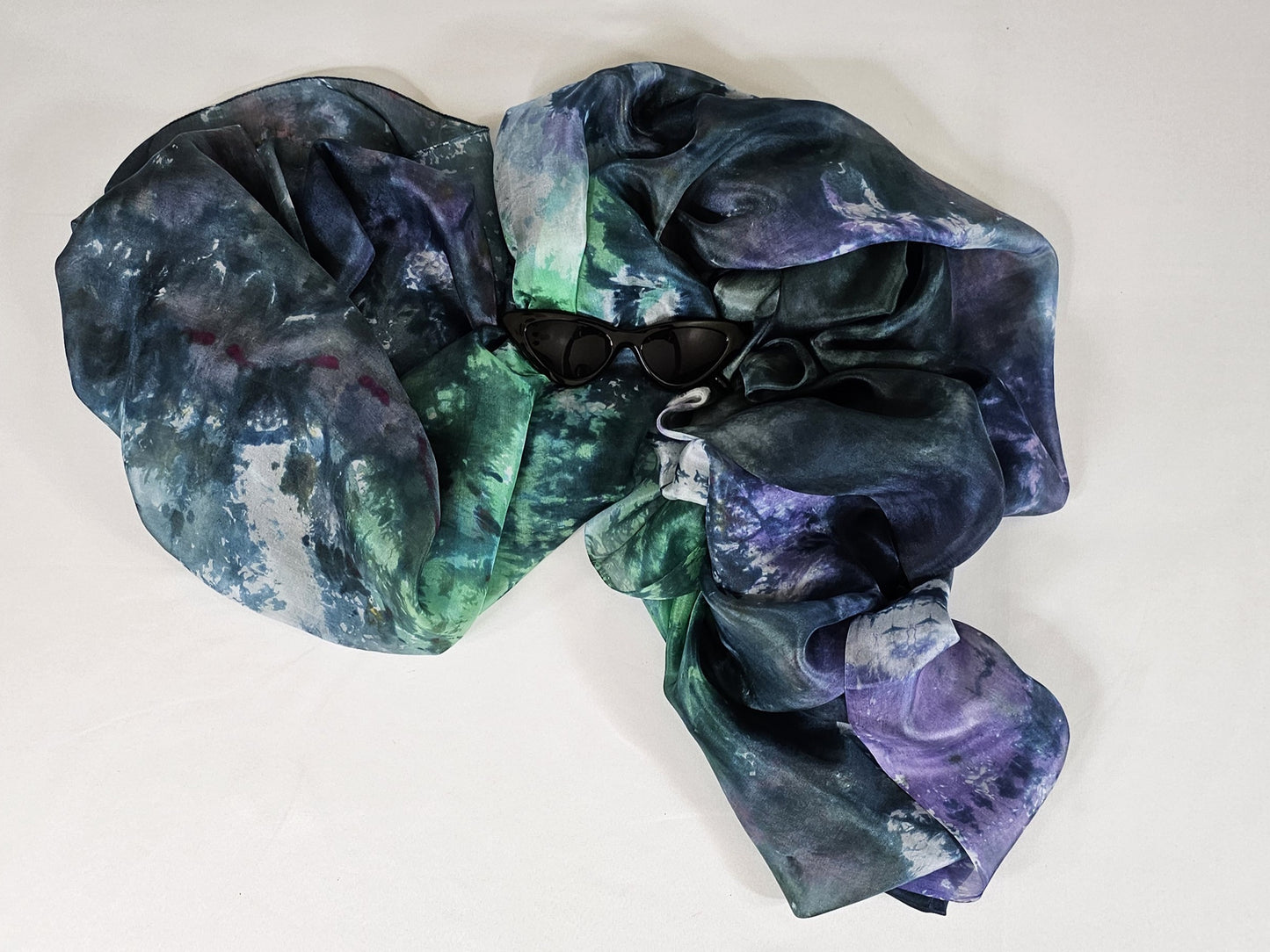 Handmade Ice-Dyed Silk Belly Dance Veil, Hobotai Sarong, Swimsuit Cover Up, Silk Wall Hanging... Happy Silk "Jewel"