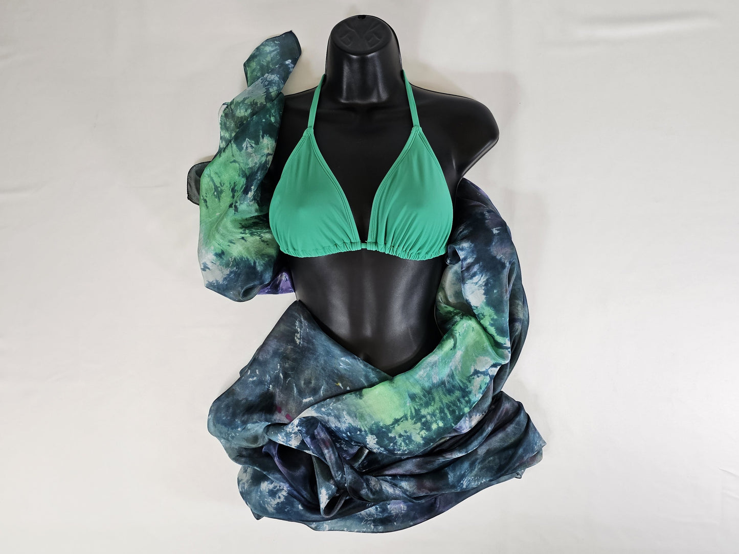 Handmade Ice-Dyed Silk Belly Dance Veil, Hobotai Sarong, Swimsuit Cover Up, Silk Wall Hanging... Happy Silk "Jewel"