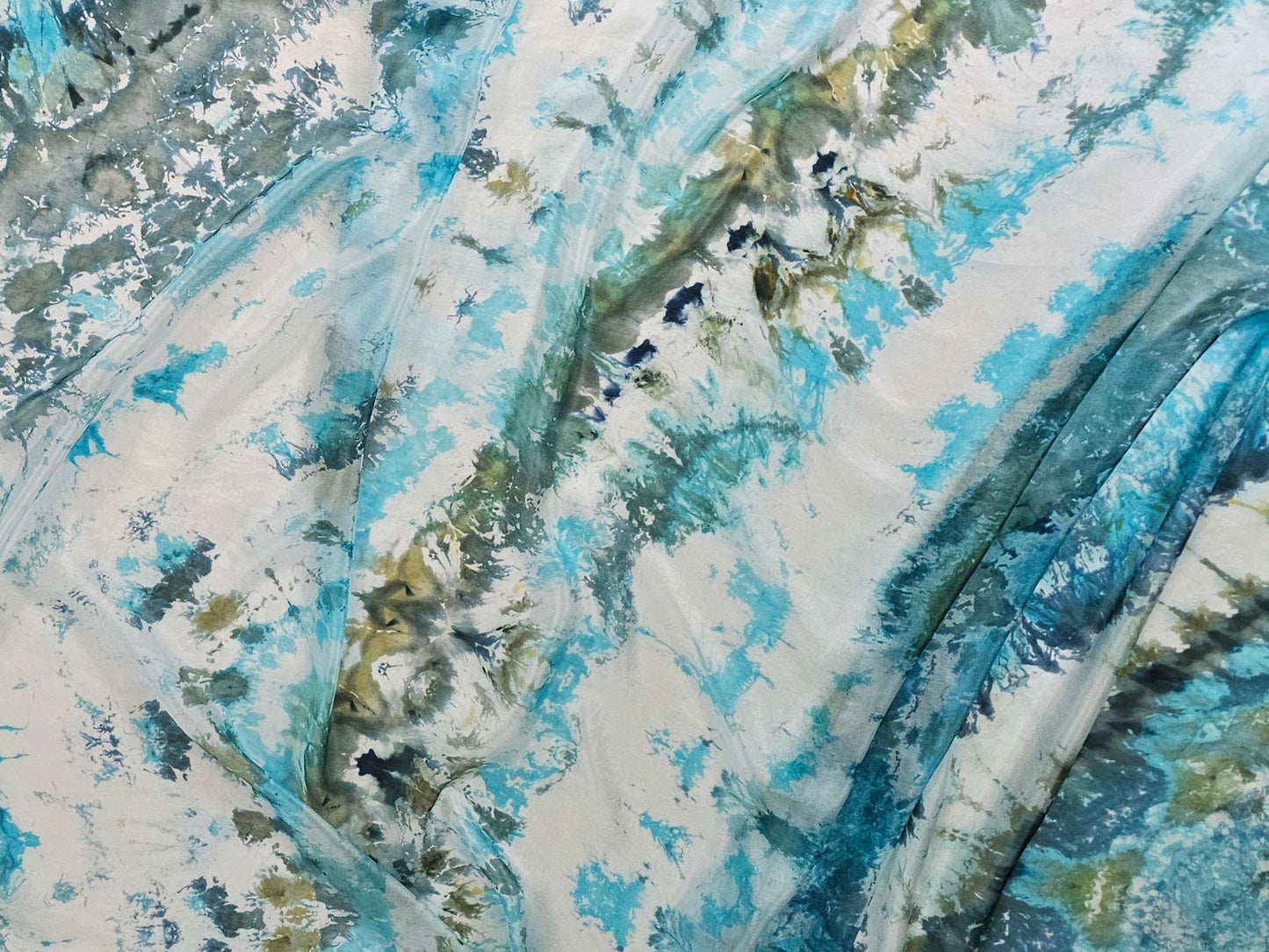 Handmade Ice-Dyed Silk Belly Dance Veil, Hobotai Sarong, Swimsuit Cover Up, Silk Wall Hanging... Happy Silk "Tiffany"