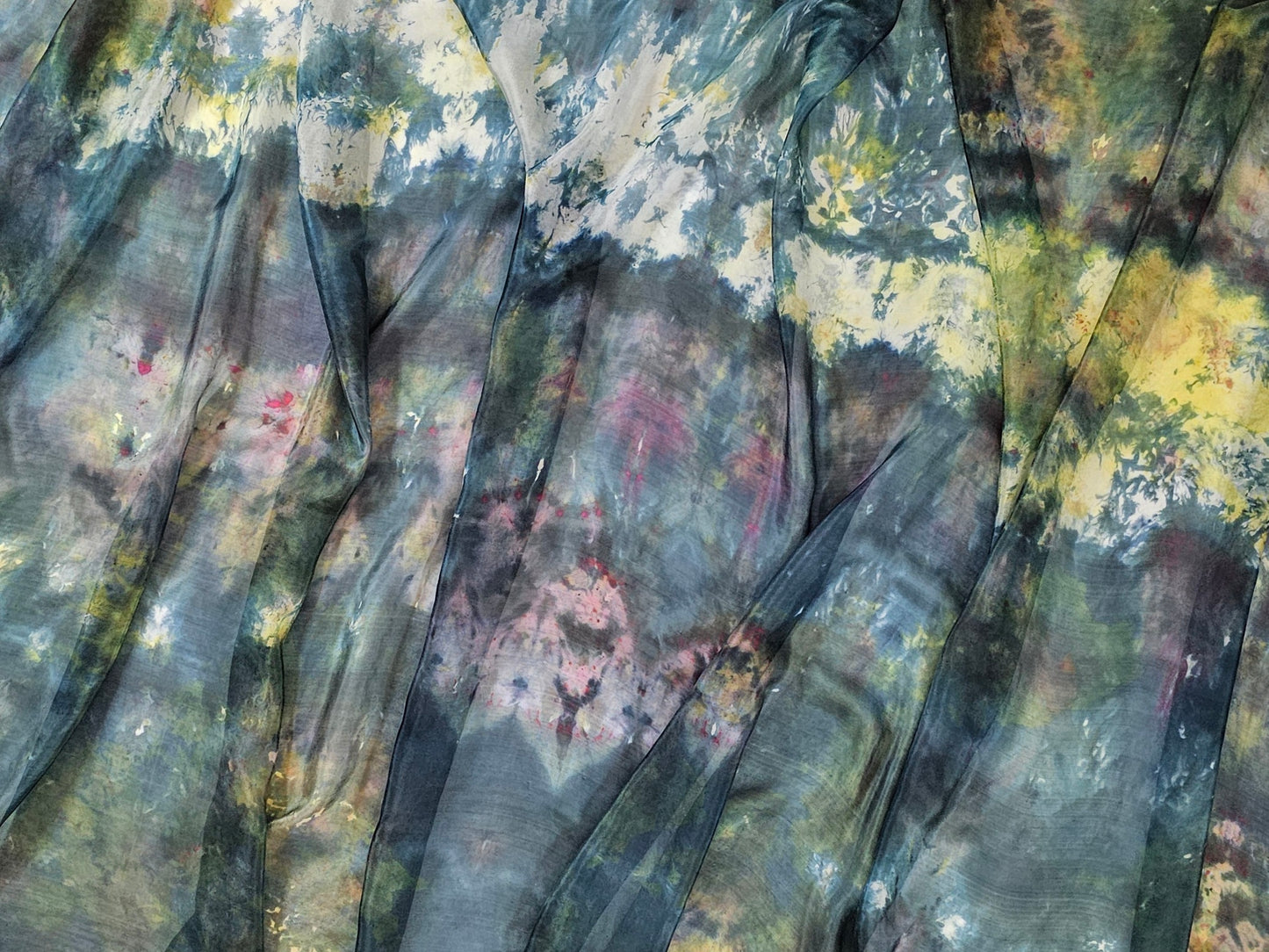 Handmade Ice-Dyed Silk Belly Dance Veil, Hobotai Sarong, Swimsuit Cover Up, Silk Wall Hanging... Happy Silk "Nova"