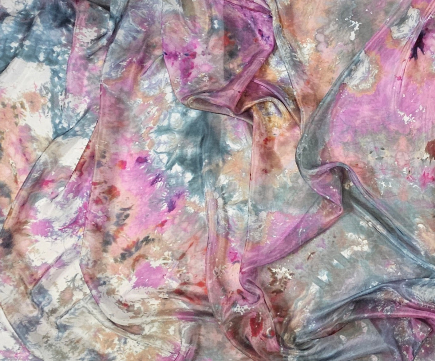 Handmade Ice-Dyed Silk Belly Dance Veil, Hobotai Sarong, Swimsuit Cover Up, Silk Wall Hanging... Happy Silk "Josephina"