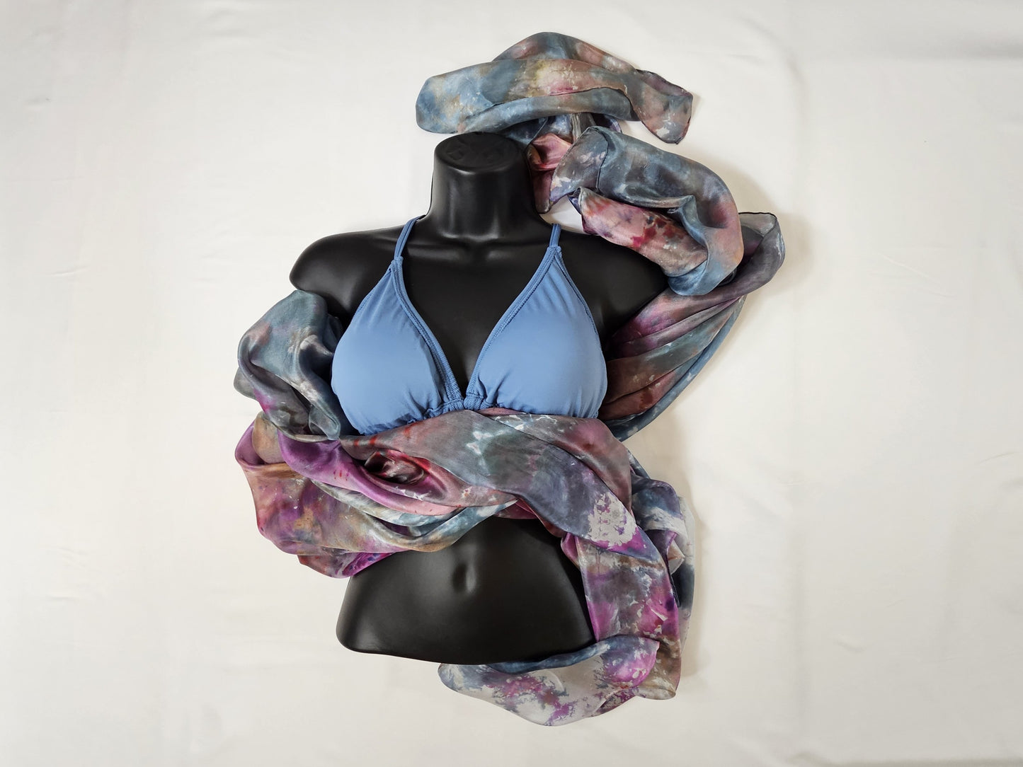 Handmade Ice-Dyed Silk Belly Dance Veil, Hobotai Sarong, Swimsuit Cover Up, Silk Wall Hanging... Happy Silk "Josephina"