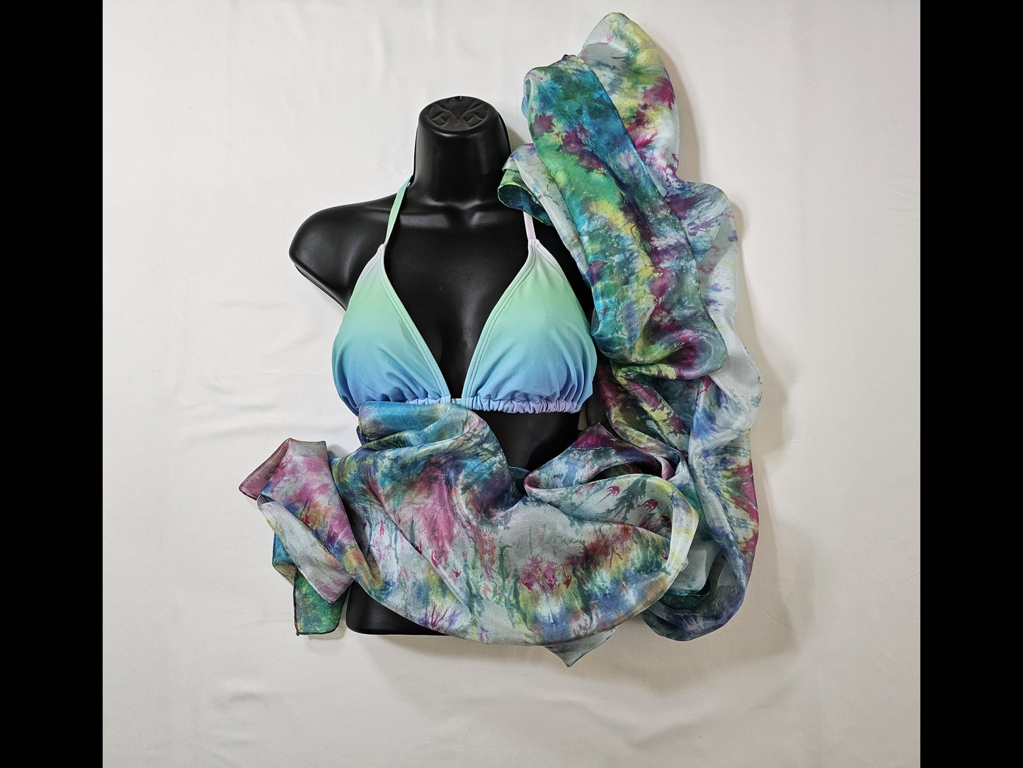 Handmade Ice-Dyed Silk Belly Dance Veil, Hobotai Sarong, Swimsuit Cover Up, Silk Wall Hanging... Happy Silk "Chloe"