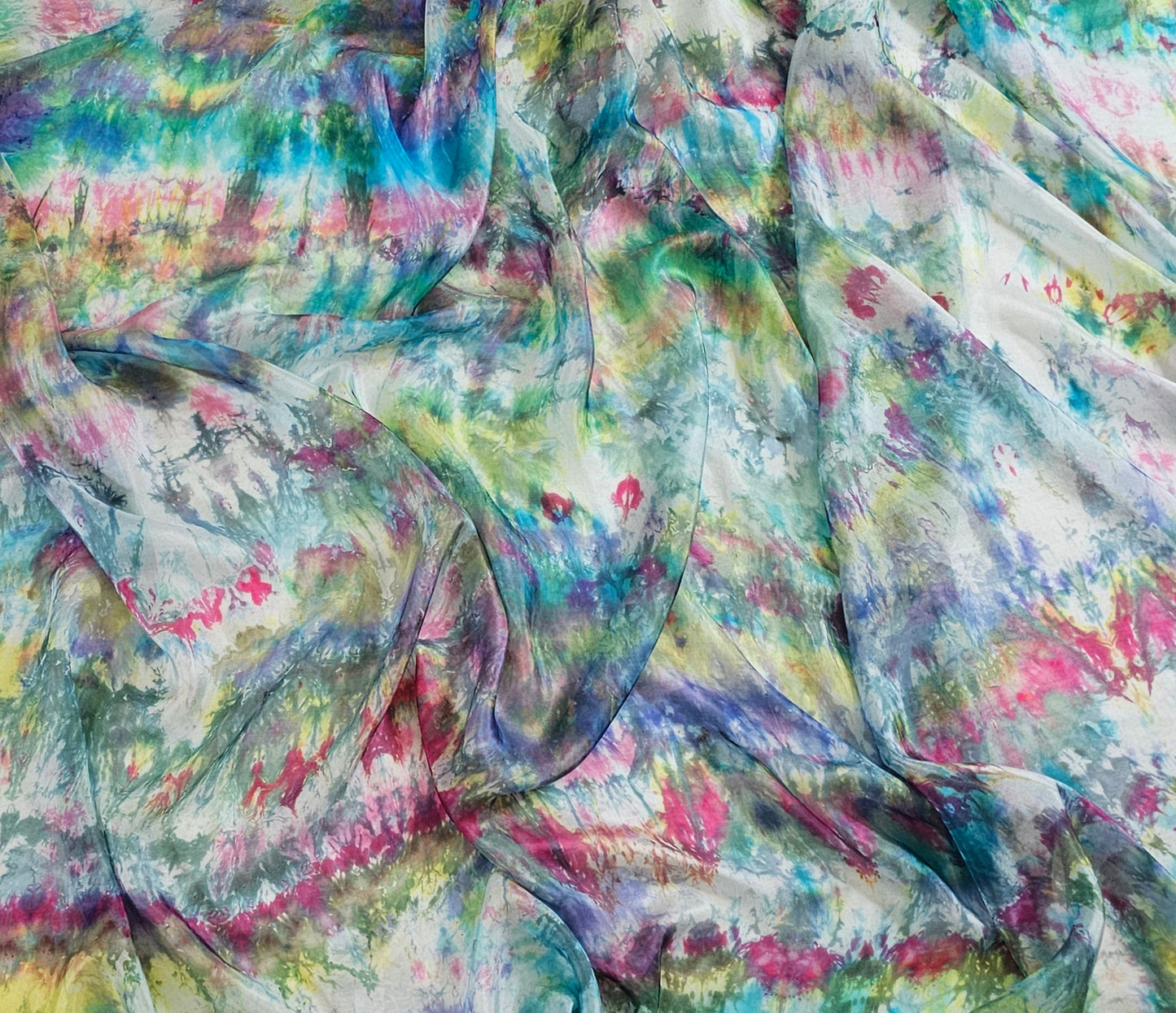 Handmade Ice-Dyed Silk Belly Dance Veil, Hobotai Sarong, Swimsuit Cover Up, Silk Wall Hanging... Happy Silk "Chloe"