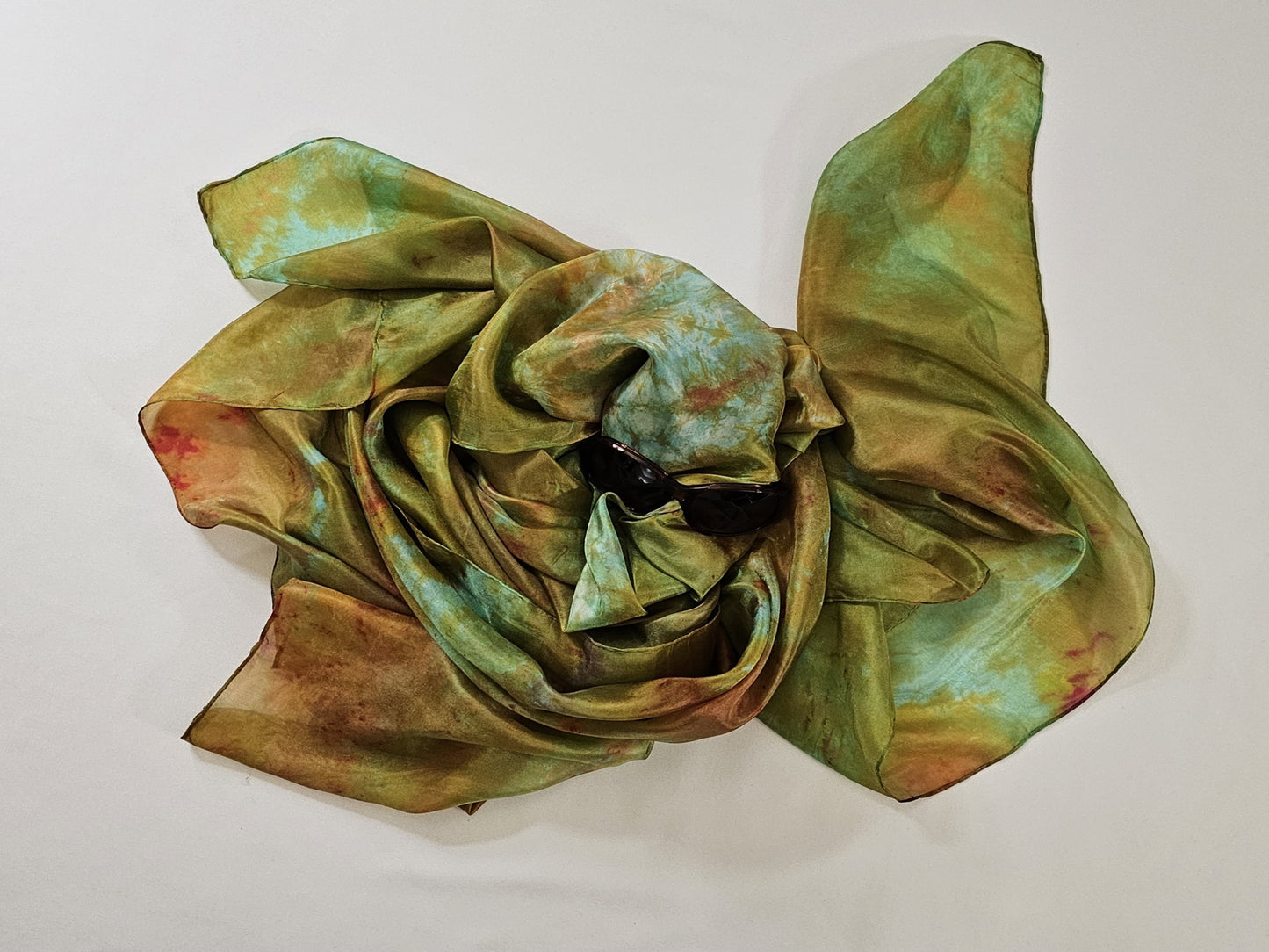 Handmade Ice-Dyed Silk Belly Dance Veil, Hobotai Sarong, Swimsuit Cover Up, Silk Wall Hanging... Happy Silk "Staci"