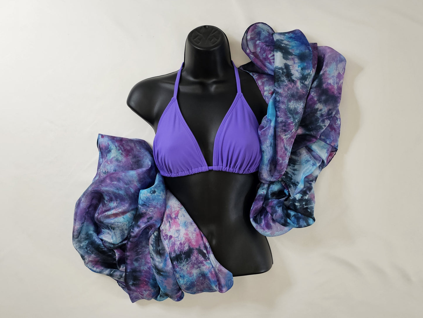 Handmade Ice-Dyed Silk Belly Dance Veil, Hobotai Sarong, Swimsuit Cover Up, Silk Wall Hanging... Happy Silk "Ariel"