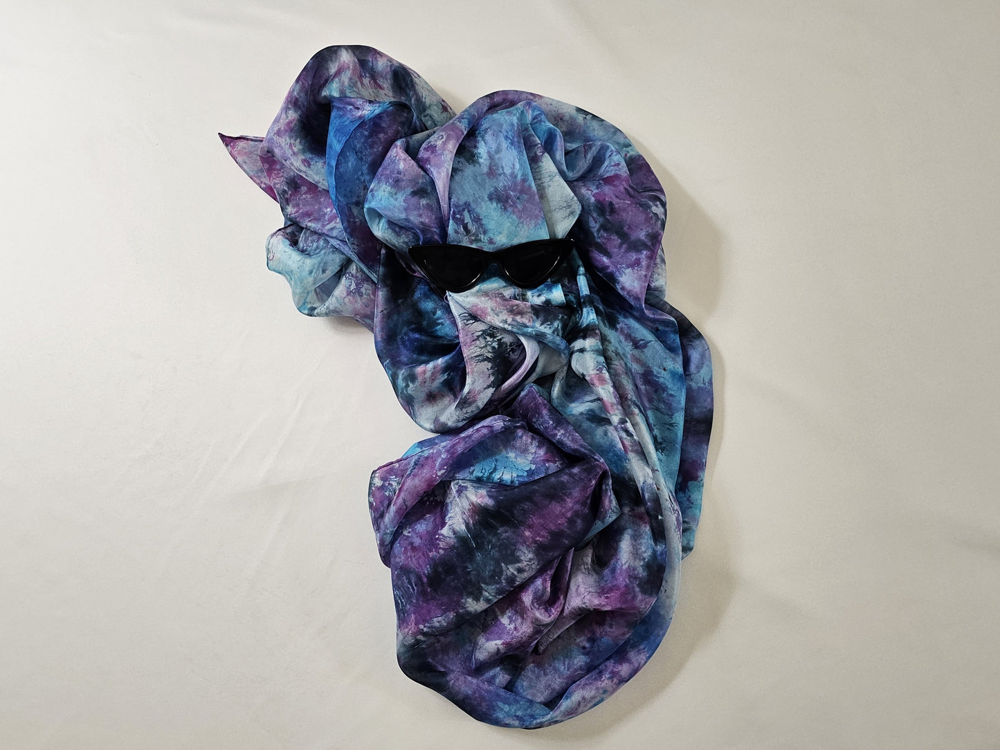 Handmade Ice-Dyed Silk Belly Dance Veil, Hobotai Sarong, Swimsuit Cover Up, Silk Wall Hanging... Happy Silk "Ariel"