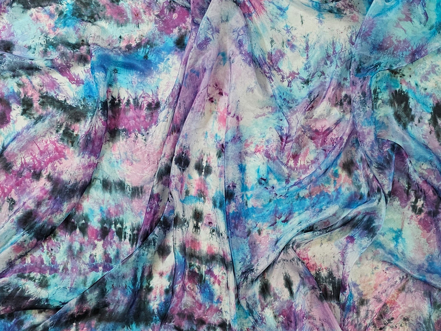 Handmade Ice-Dyed Silk Belly Dance Veil, Hobotai Sarong, Swimsuit Cover Up, Silk Wall Hanging... Happy Silk "Ariel"