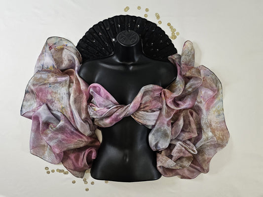 Handmade Ice-Dyed Silk Belly Dance Veil, Hobotai Sarong, Swimsuit Cover Up, Silk Wall Hanging... Happy Silk "Brooke"