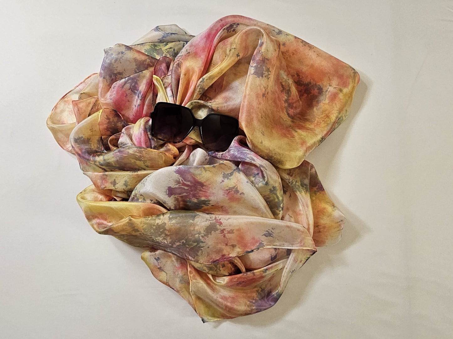 Handmade Ice-Dyed Silk Belly Dance Veil, Hobotai Sarong, Swimsuit Cover Up, Silk Wall Hanging... Happy Silk "Fatimah"