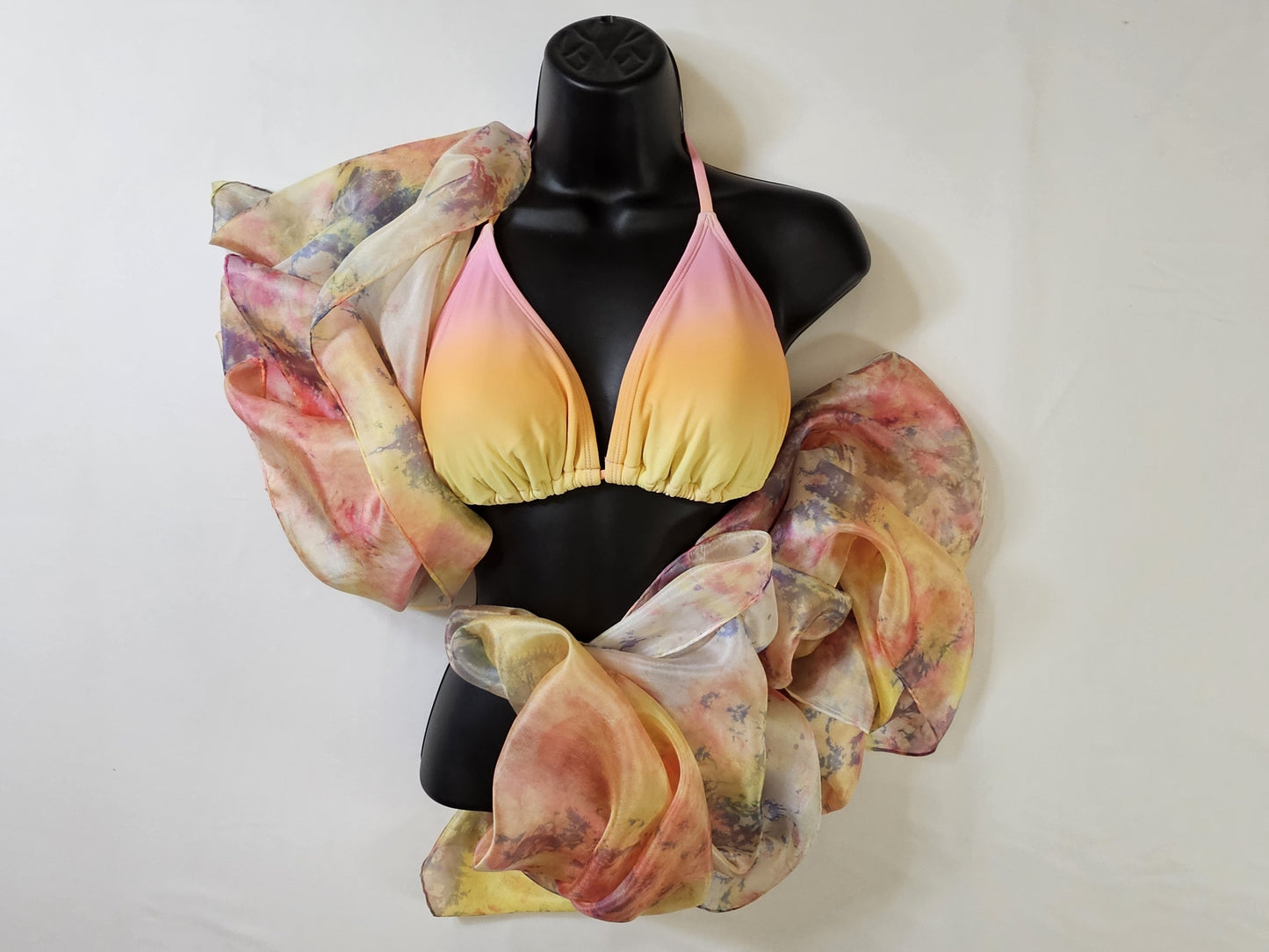 Handmade Ice-Dyed Silk Belly Dance Veil, Hobotai Sarong, Swimsuit Cover Up, Silk Wall Hanging... Happy Silk "Fatimah"