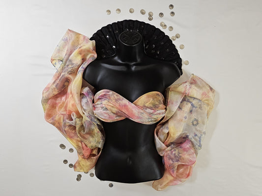 Handmade Ice-Dyed Silk Belly Dance Veil, Hobotai Sarong, Swimsuit Cover Up, Silk Wall Hanging... Happy Silk "Fatimah"