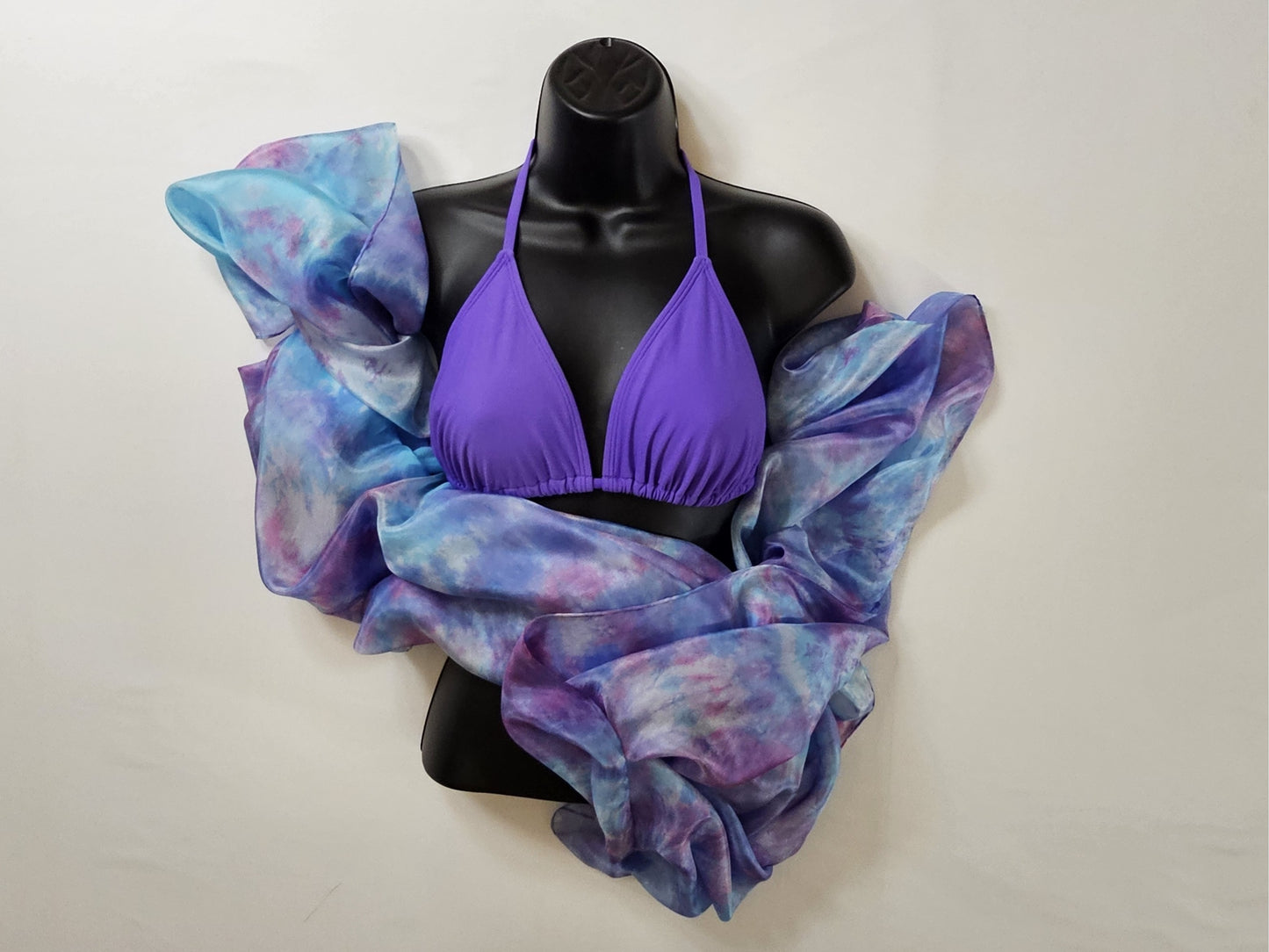 Handmade Ice-Dyed Silk Belly Dance Veil, Hobotai Sarong, Swimsuit Cover Up, Silk Wall Hanging... Happy Silk "Quinn"