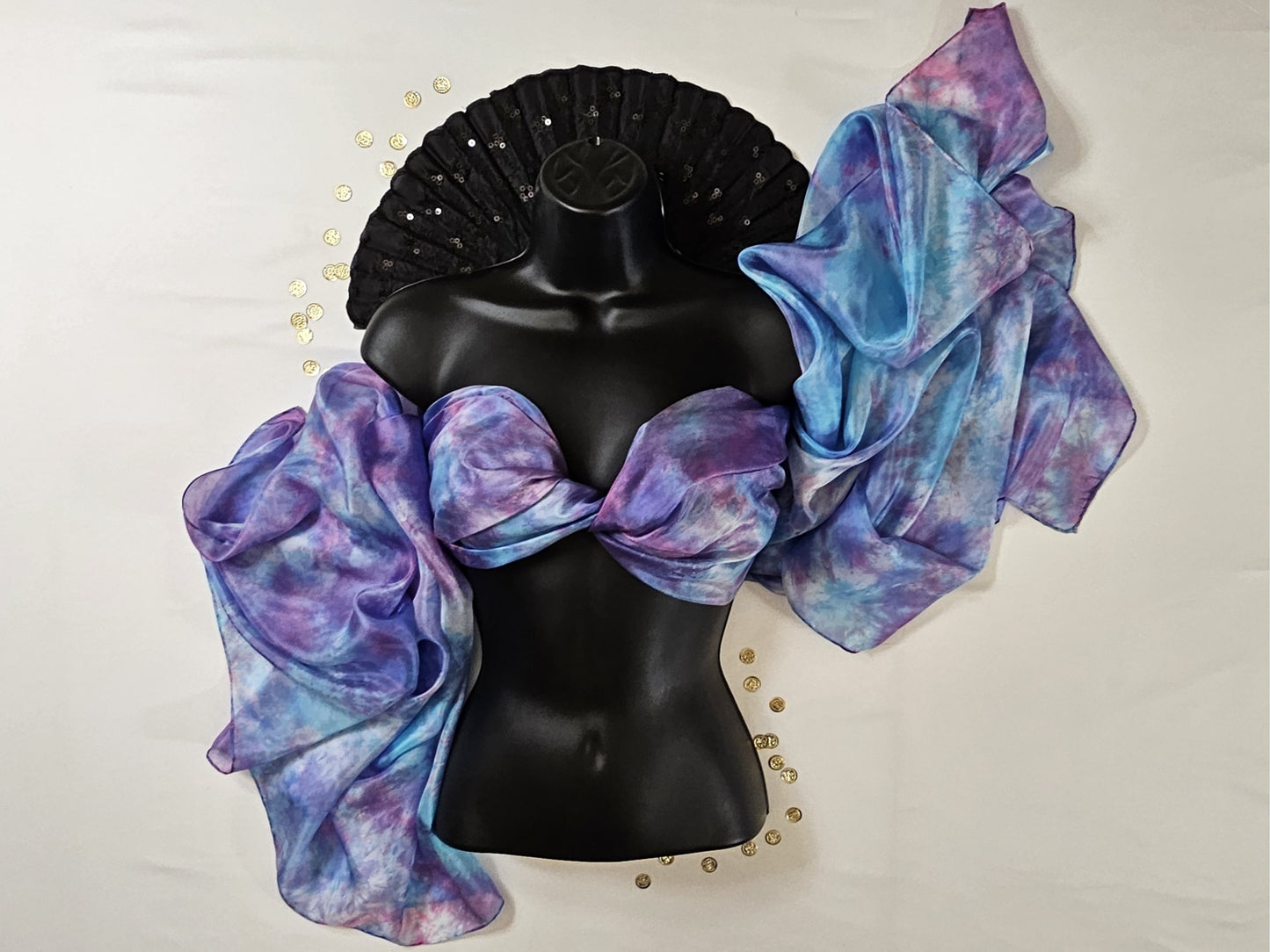 Handmade Ice-Dyed Silk Belly Dance Veil, Hobotai Sarong, Swimsuit Cover Up, Silk Wall Hanging... Happy Silk "Quinn"