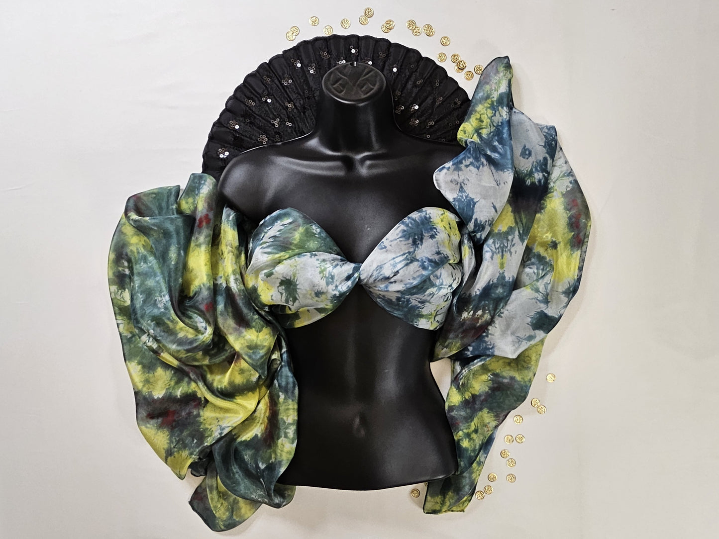 Handmade Ice-Dyed Silk Belly Dance Veil, Hobotai Sarong, Swimsuit Cover Up, Silk Wall Hanging... Happy Silk "Ryan"