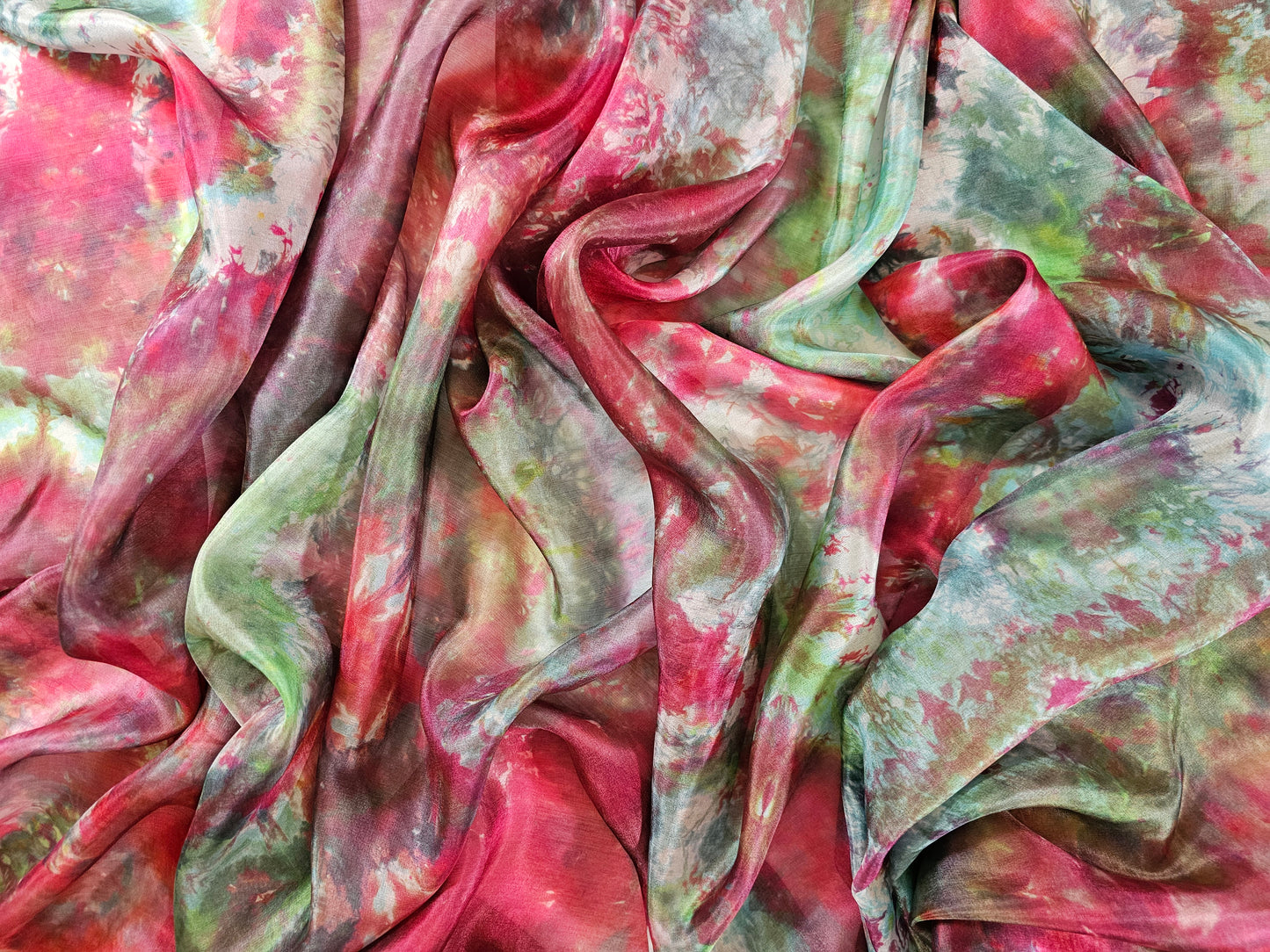 Handmade Ice-Dyed Silk Belly Dance Veil, Hobotai Sarong, Swimsuit Cover Up, Silk Wall Hanging... Happy Silk "Georgia"