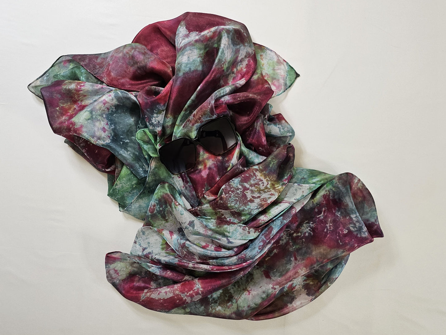 Handmade Ice-Dyed Silk Belly Dance Veil, Hobotai Sarong, Swimsuit Cover Up, Silk Wall Hanging... Happy Silk "Georgia"