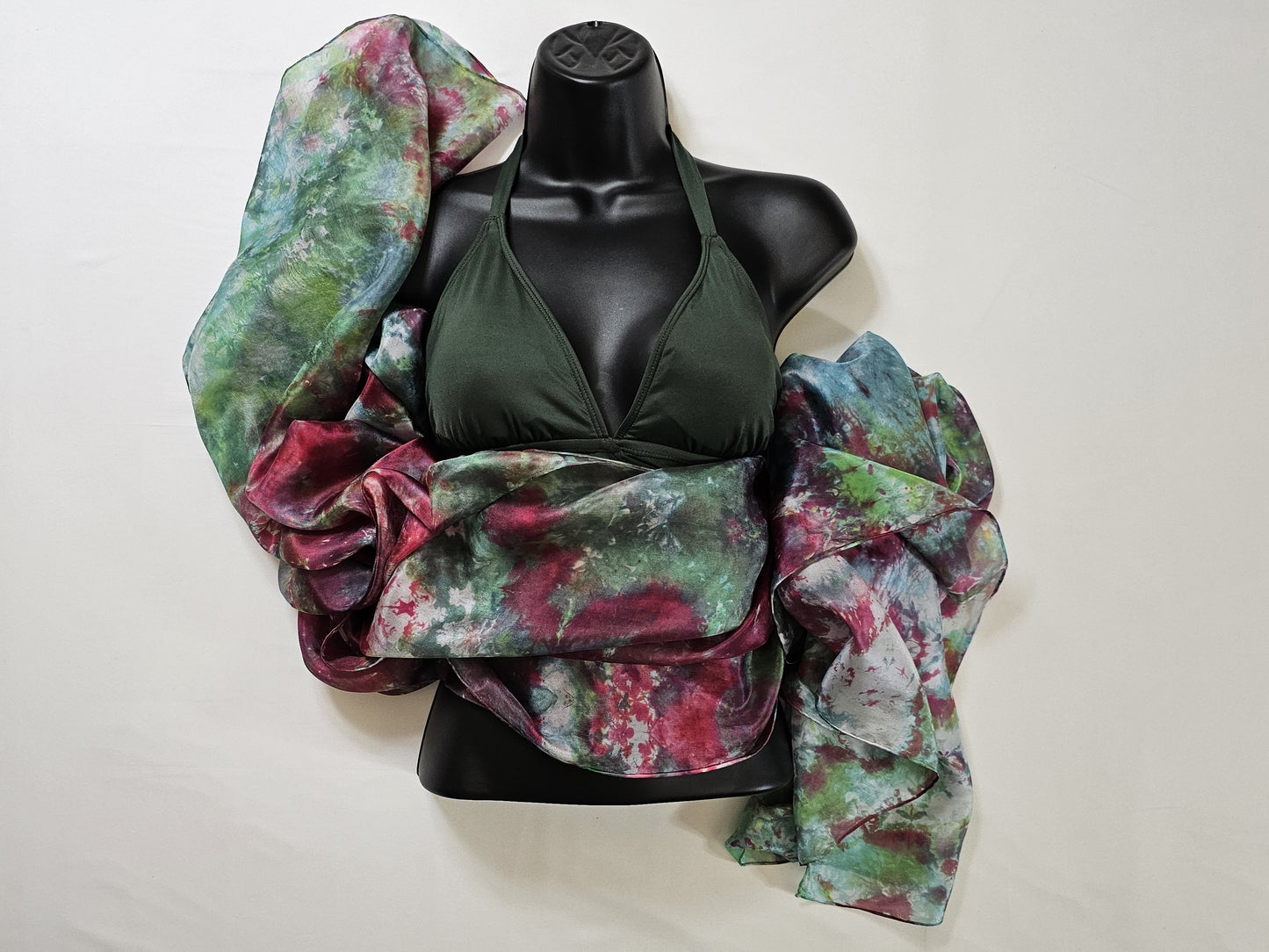 Handmade Ice-Dyed Silk Belly Dance Veil, Hobotai Sarong, Swimsuit Cover Up, Silk Wall Hanging... Happy Silk "Georgia"