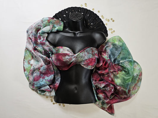 Handmade Ice-Dyed Silk Belly Dance Veil, Hobotai Sarong, Swimsuit Cover Up, Silk Wall Hanging... Happy Silk "Georgia"
