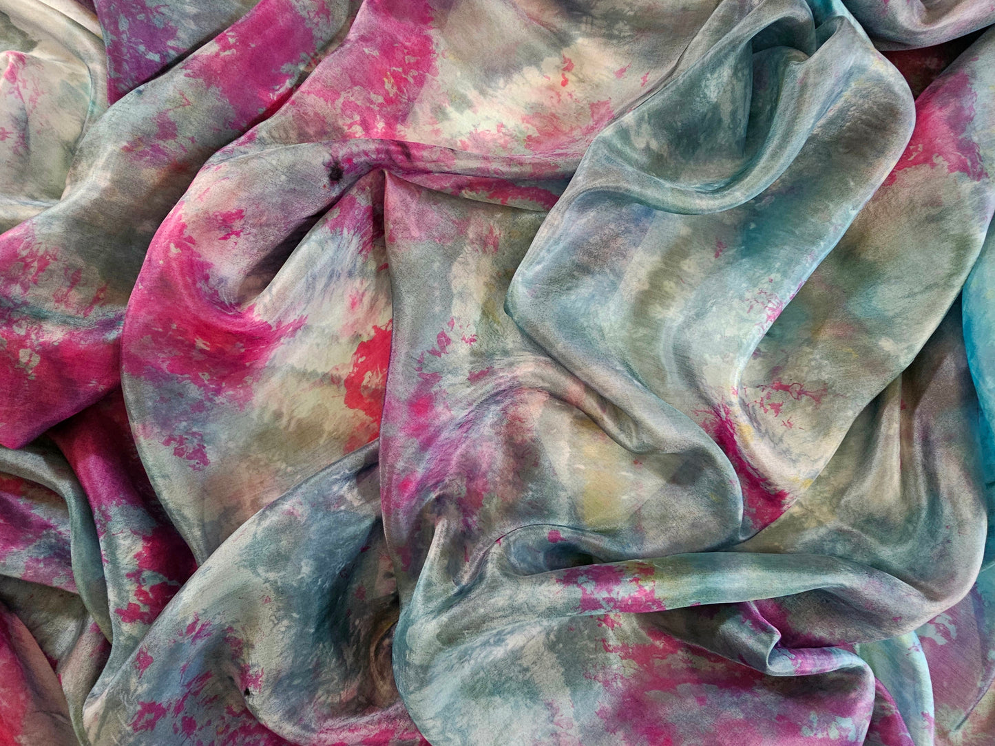 Handmade Ice-Dyed Silk Belly Dance Veil, Hobotai Sarong, Swimsuit Cover Up, Silk Wall Hanging... Happy Silk "Avery"