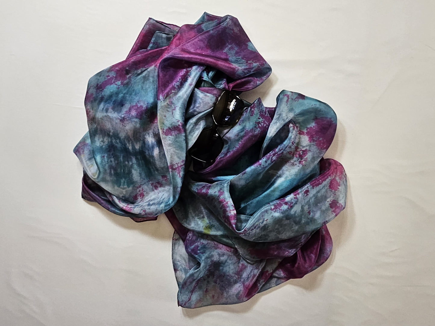 Handmade Ice-Dyed Silk Belly Dance Veil, Hobotai Sarong, Swimsuit Cover Up, Silk Wall Hanging... Happy Silk "Avery"