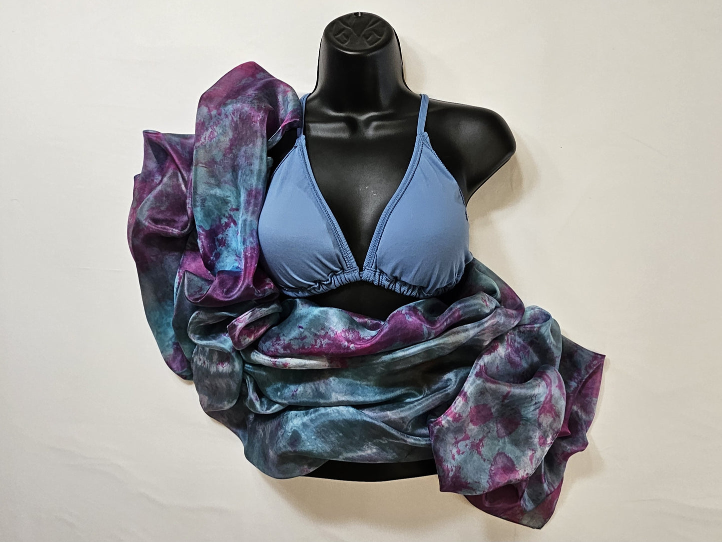 Handmade Ice-Dyed Silk Belly Dance Veil, Hobotai Sarong, Swimsuit Cover Up, Silk Wall Hanging... Happy Silk "Avery"