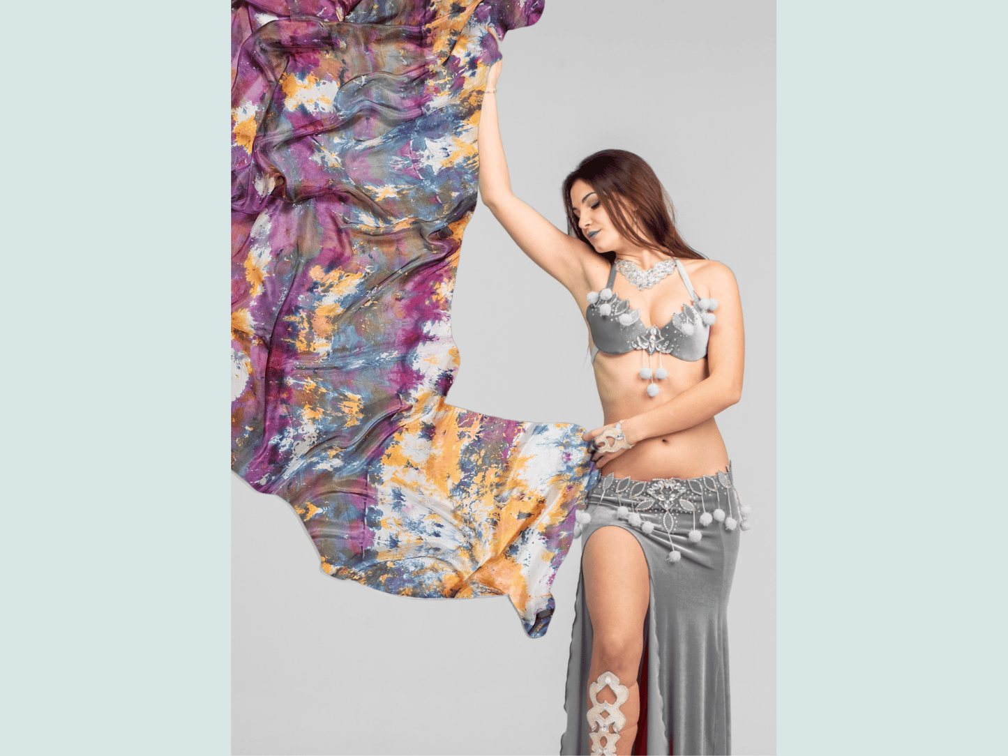 Handmade Ice-Dyed Silk Belly Dance Veil, Hobotai Sarong, Swimsuit Cover Up, Silk Wall Hanging... Happy Silk "Roxie"