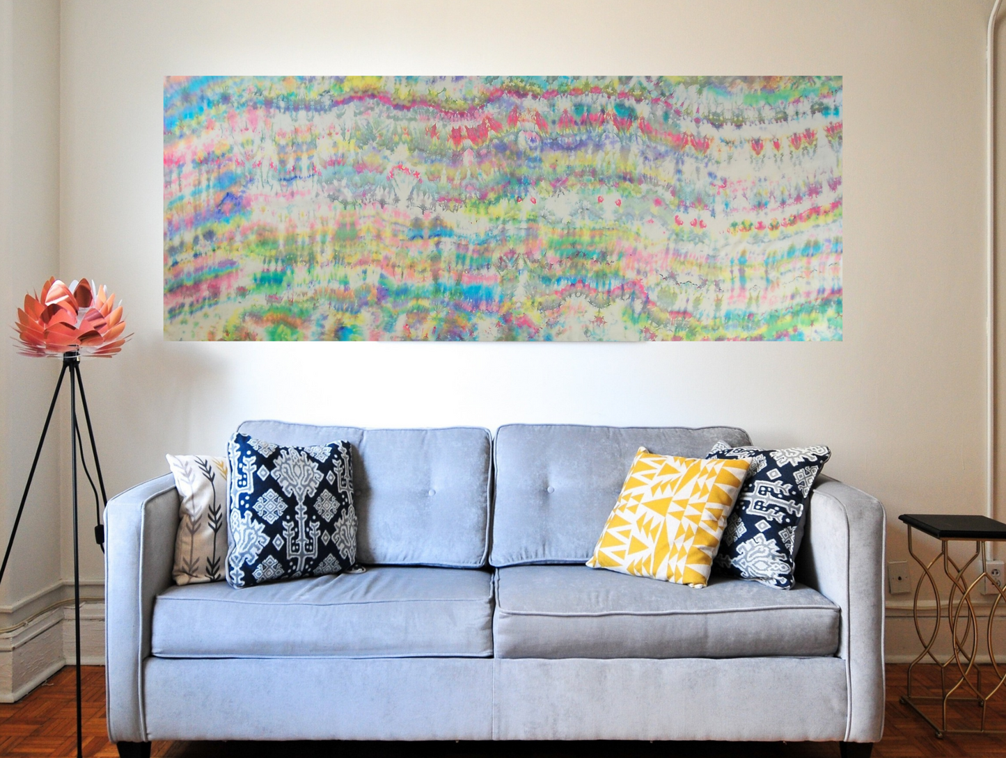 Handmade Ice-Dyed Silk Belly Dance Veil, Hobotai Sarong, Swimsuit Cover Up, Silk Wall Hanging... Happy Silk "Chloe"